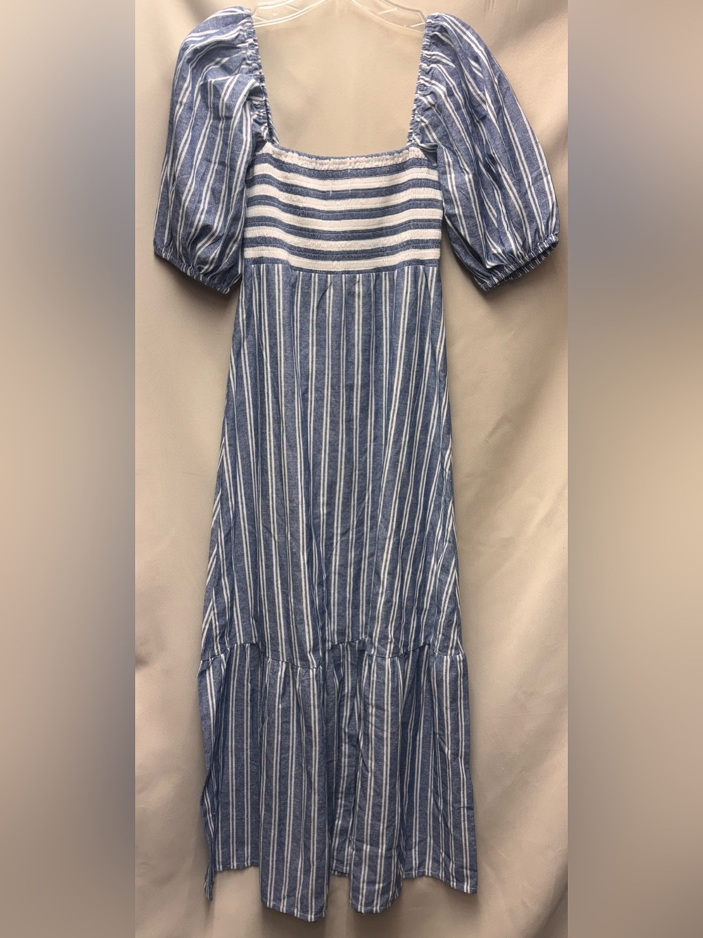 Emerson Fry Love Tomas Puff Sleeve 
Striped Smocked Cotton Maxi Dress NWT XS/S - Picture 5 of 9